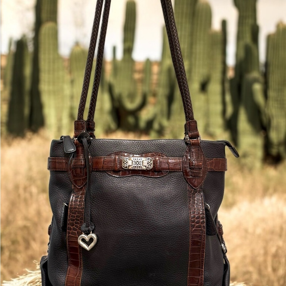 Brighton Black and Brown Leather Shoulder Bag